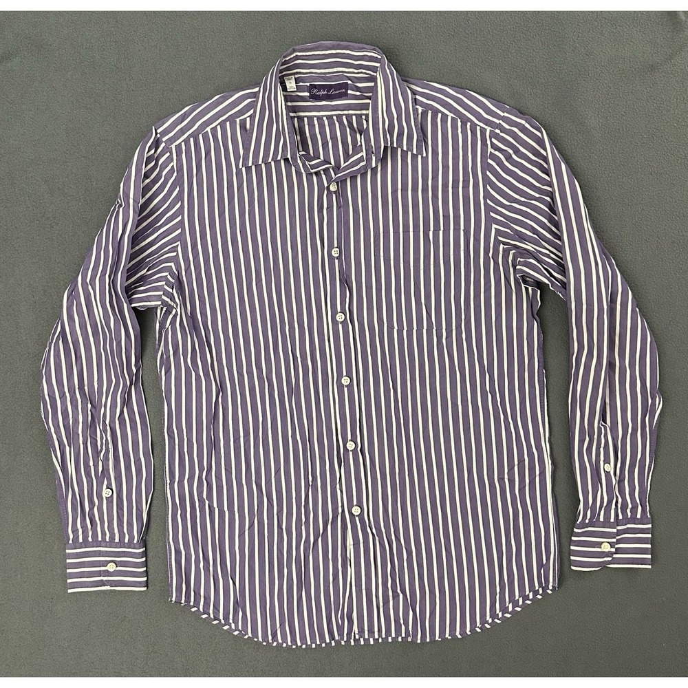 Ralph Lauren Purple Label Button Down Shirt Mens Medium Long Sleeve Made Italy - Picture 1 of 8